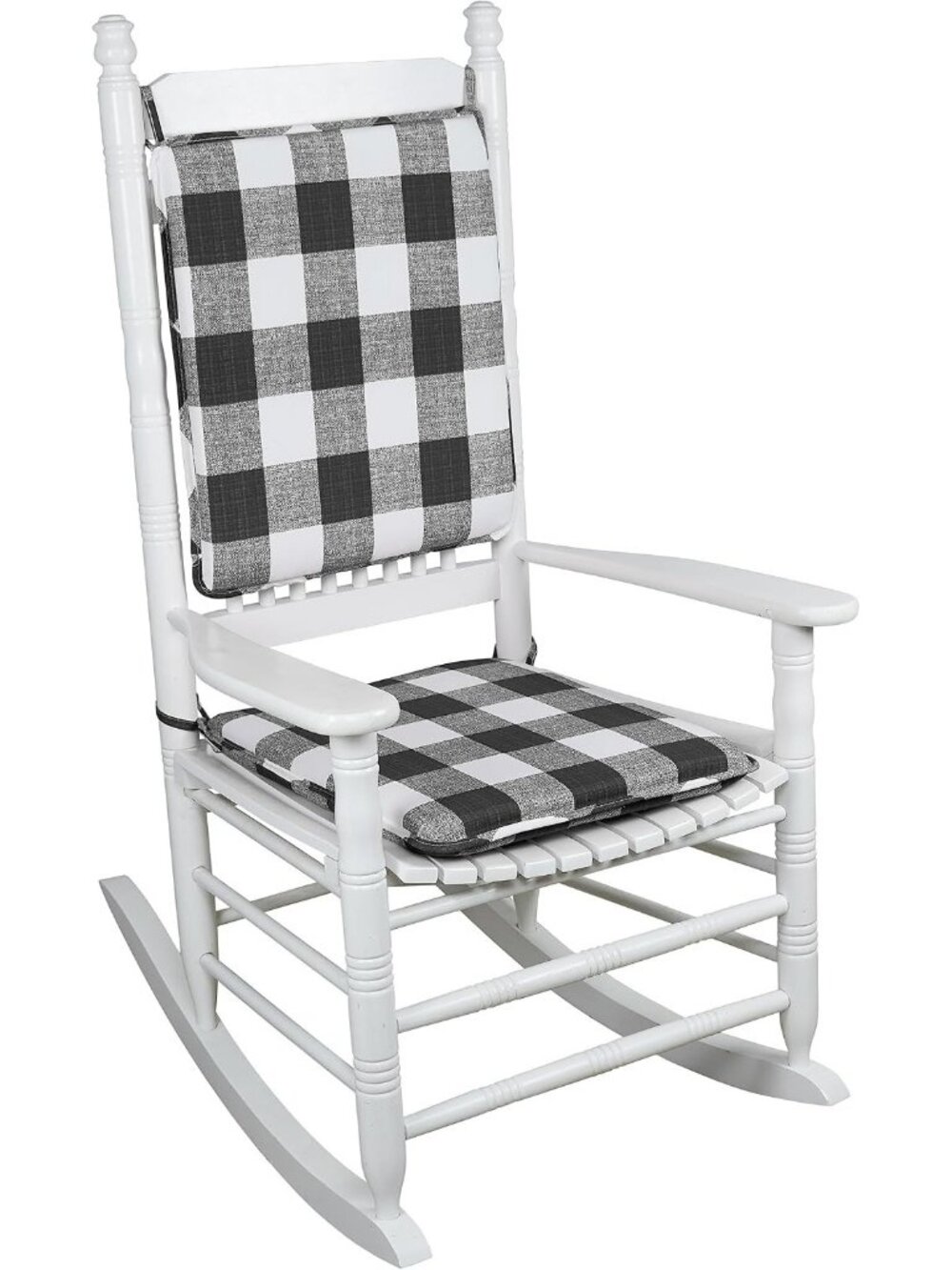 Klear Vu Porch Rocking Chair Cushion Set for Indoor and Outdoor  Black White
